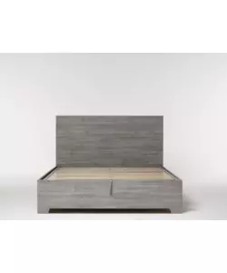 Letto matrimoniale "hi box" rovere grigio con rete, contenitore e piedini 160x190 cm